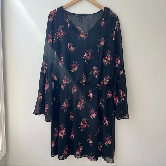 WHBM Bell-Sleeve Floral Printed Soft Dress XL - Picture 3 of 9